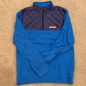 Vineyard Vines Blue and Dark Blue Quilted Zip Sweater